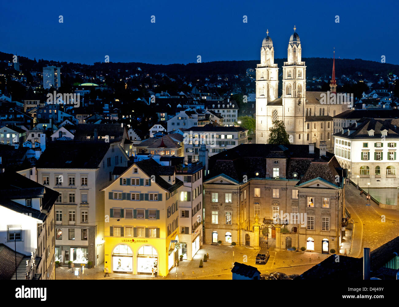 Zurich, Switzerland, Zurich City Facts of the Grossmuenster Stock Photo