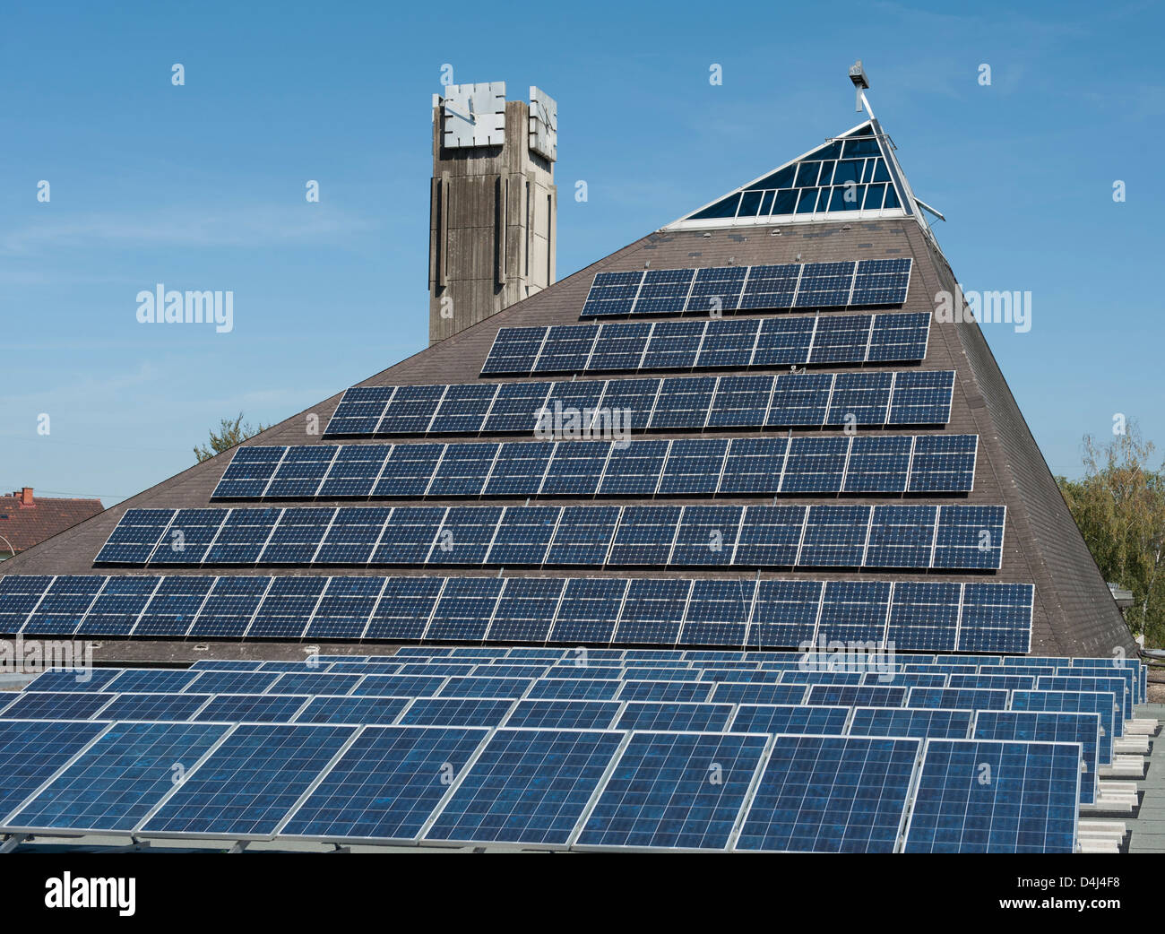 Freiburg, Germany, solar roof of St. Peter and Paul Church in the district of St. Georgen Stock Photo