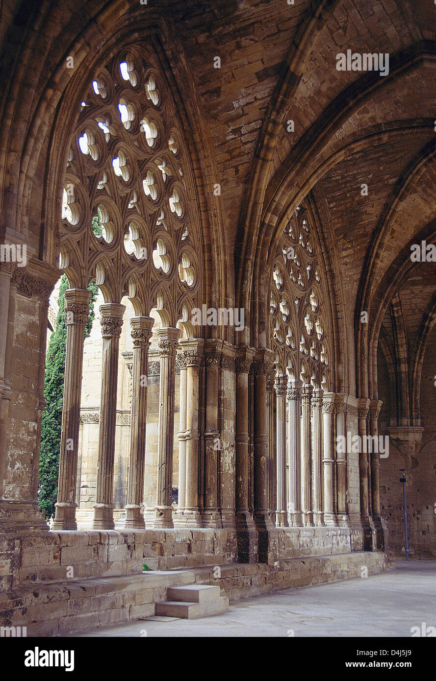 Gothic cloister. Seu Vella, Lerida, Catalonia, Spain. Stock Photo