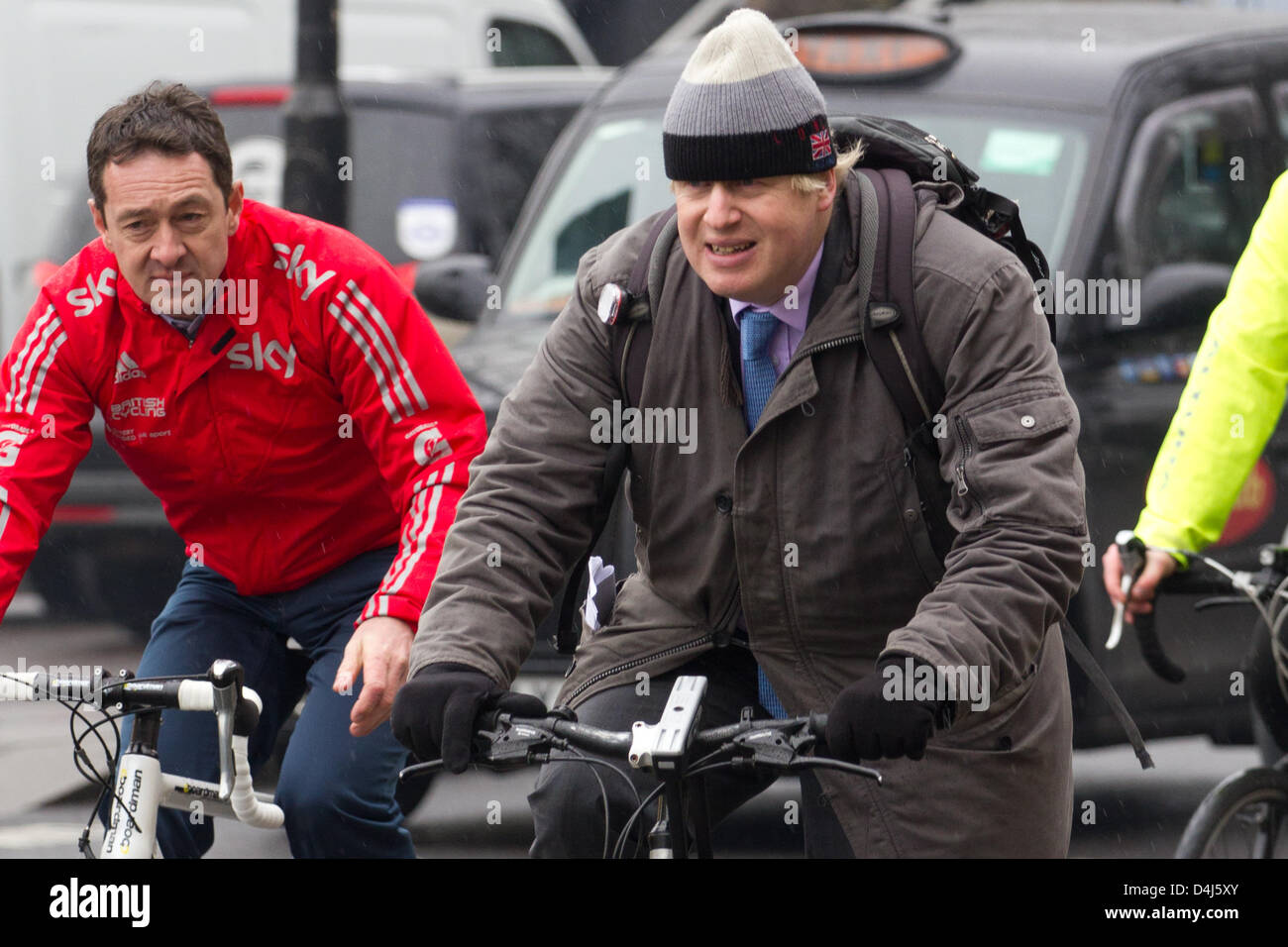 Boris Johnson rides his bike Stock Photo