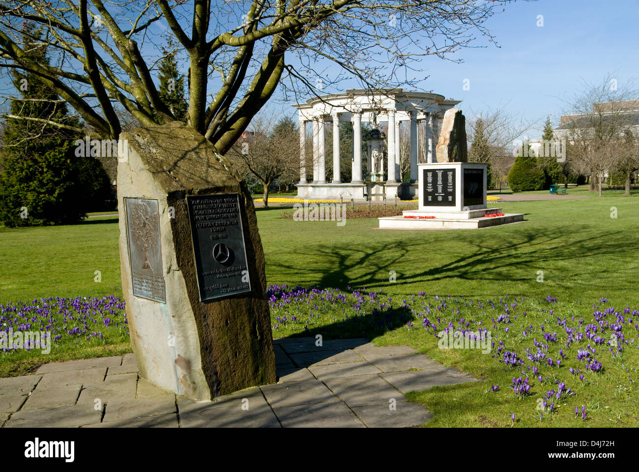 Wales National War Memorial Falklands War Memorial and International Brigade  Memorial, Alexandra Gardens,Cathays Park, Cardiff. Stock Photo