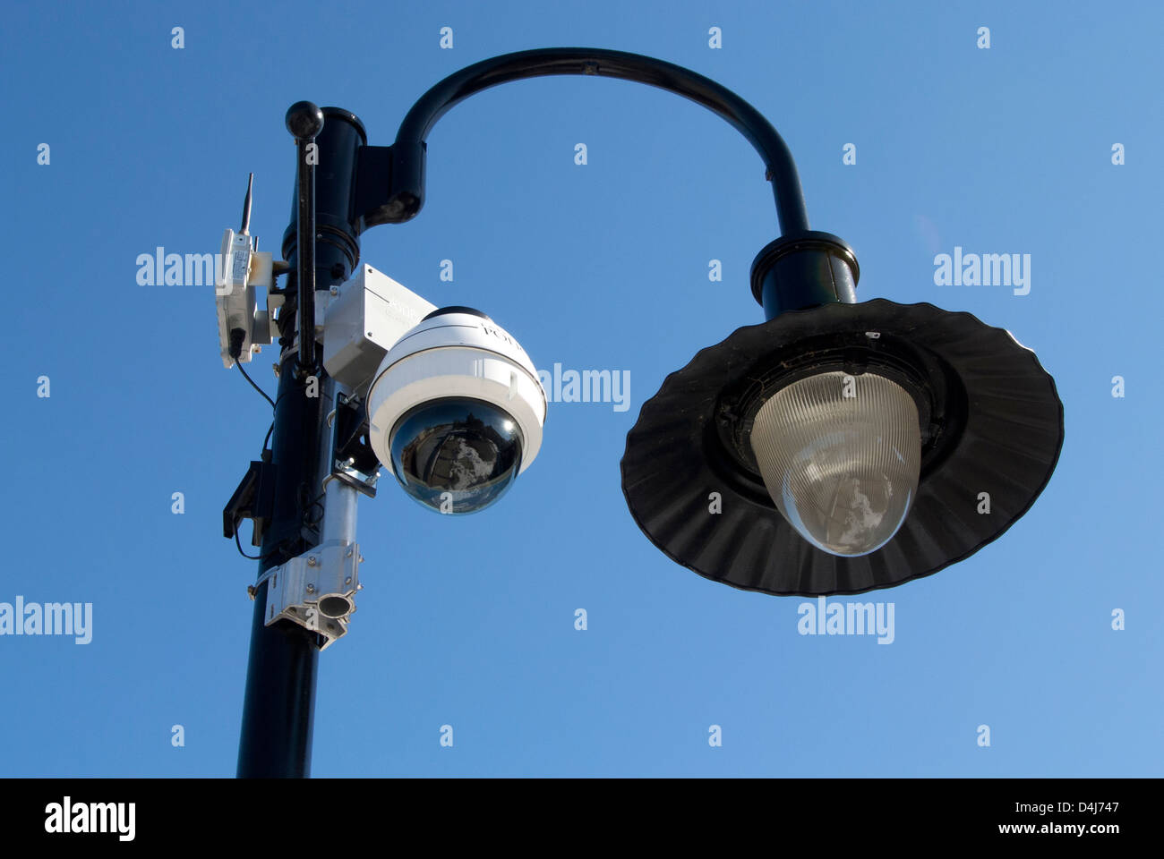 Surveillance camera on light pole Stock Photo Alamy