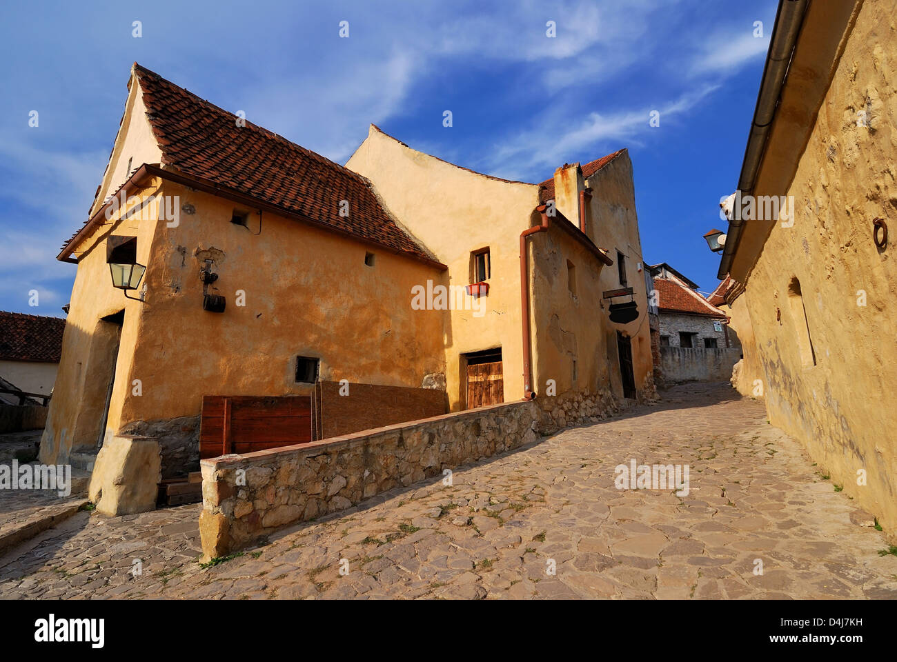 Rasnov citadel was built around the year 1215 by the Teutonic Knights, near Brasov in Romania. Stock Photo