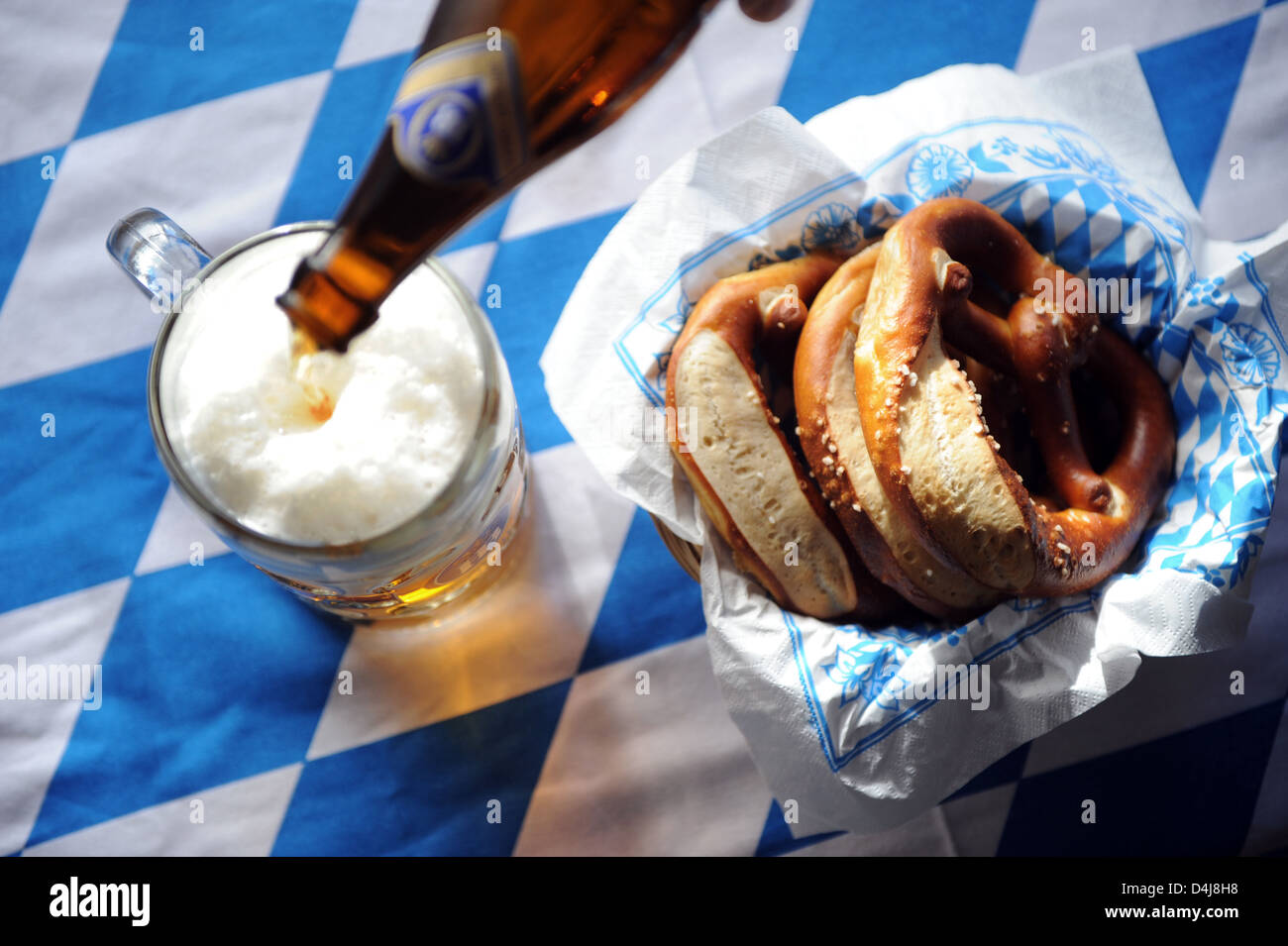Berlin Germany Beer And Pretzels At The Hofbrauhaus At Stock