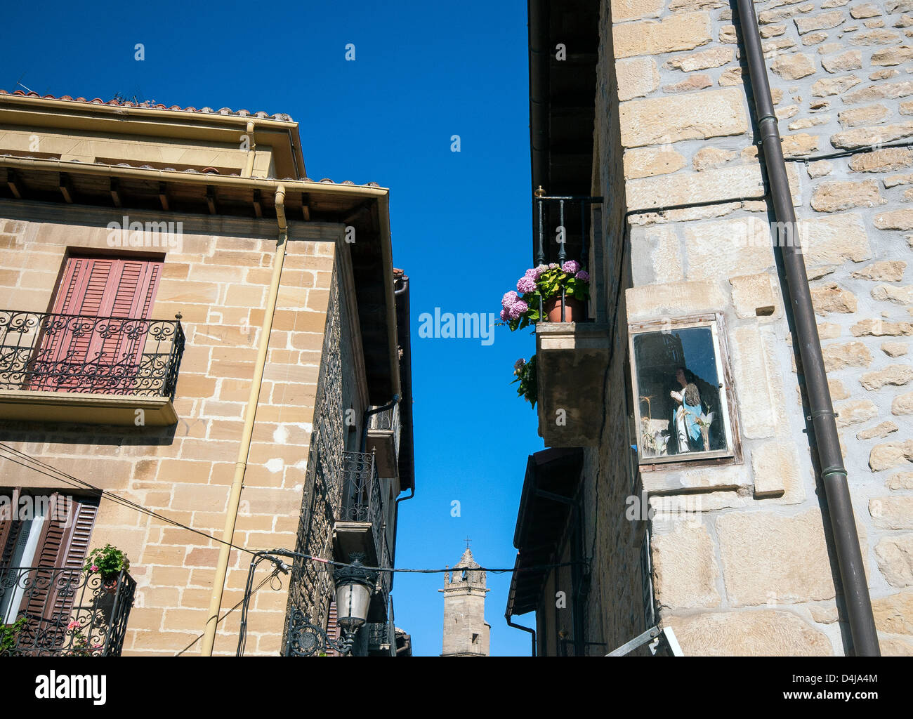 Architecture in the medieval historic town of Elciego in the Basque Country Spain Stock Photo