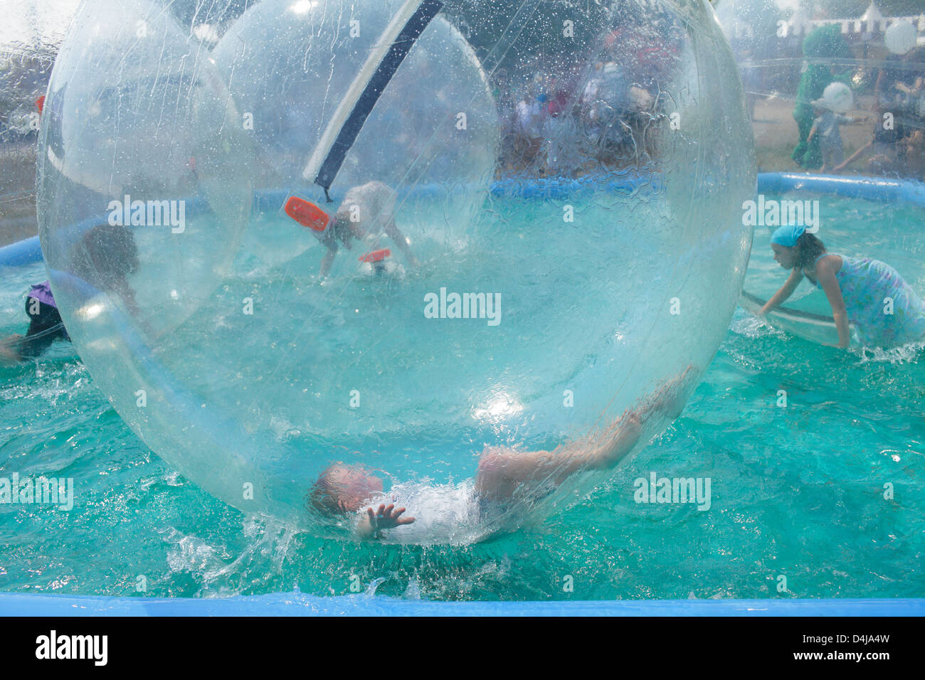 Berlin, Germany, on the German aquazorbing Russian festivals Stock Photo