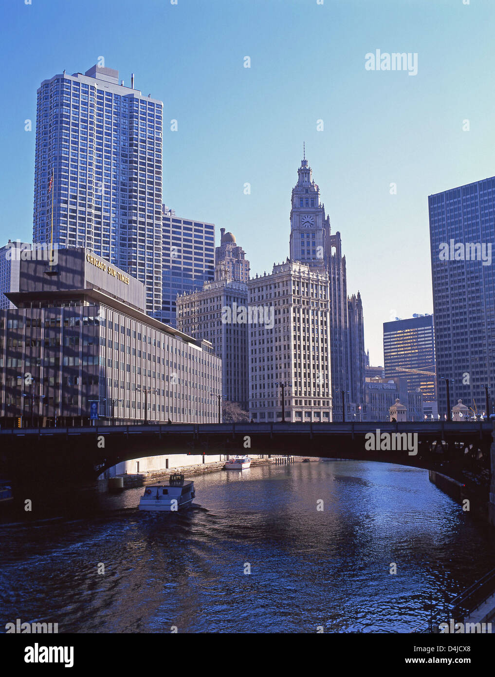 The Main Stem of the Chicago River in city downtown, Chicago, Illinois, United States of America Stock Photo