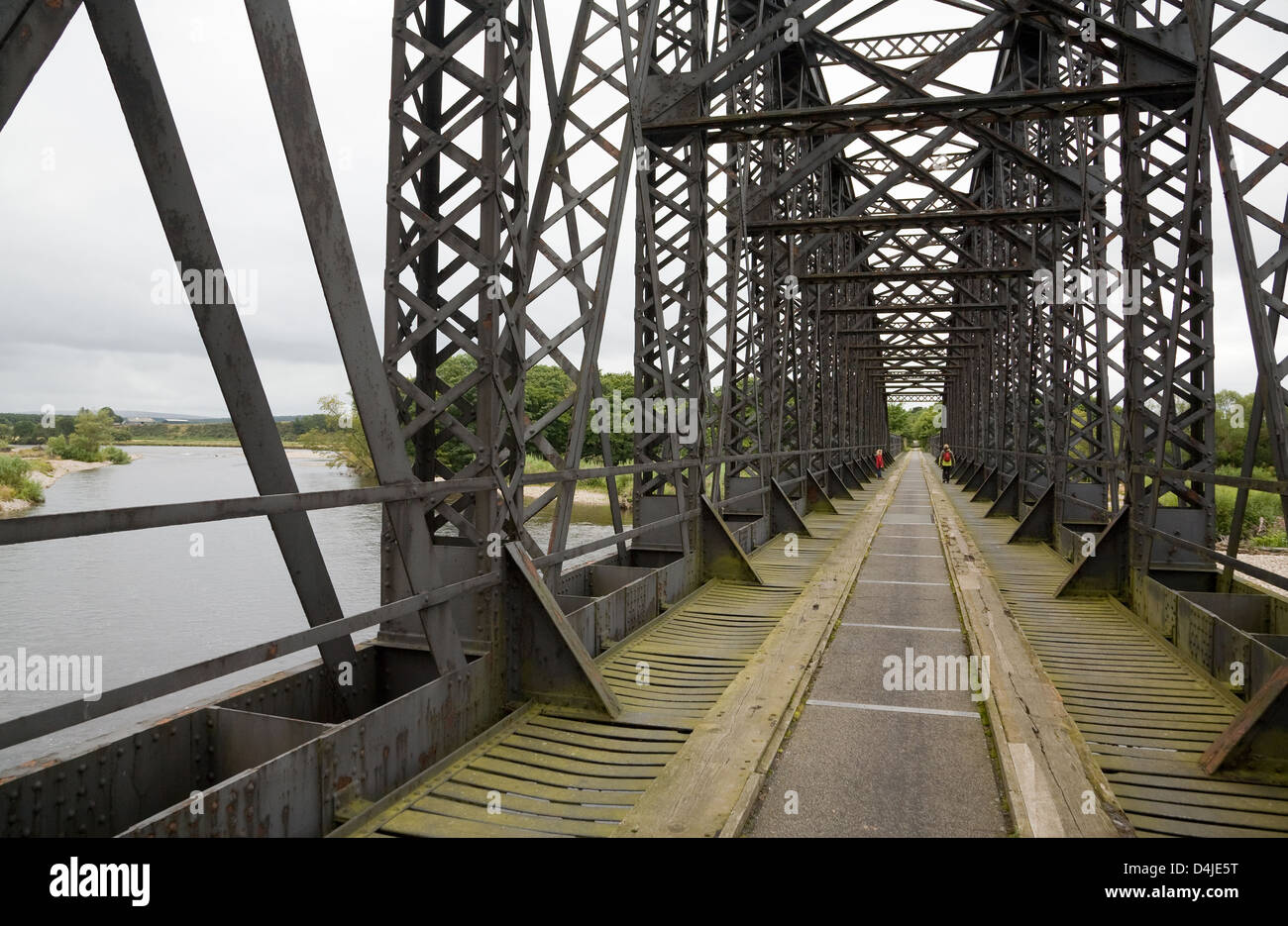 Spey Bay, Great Britain, the former railway bridge serves as cycling and walking Stock Photo