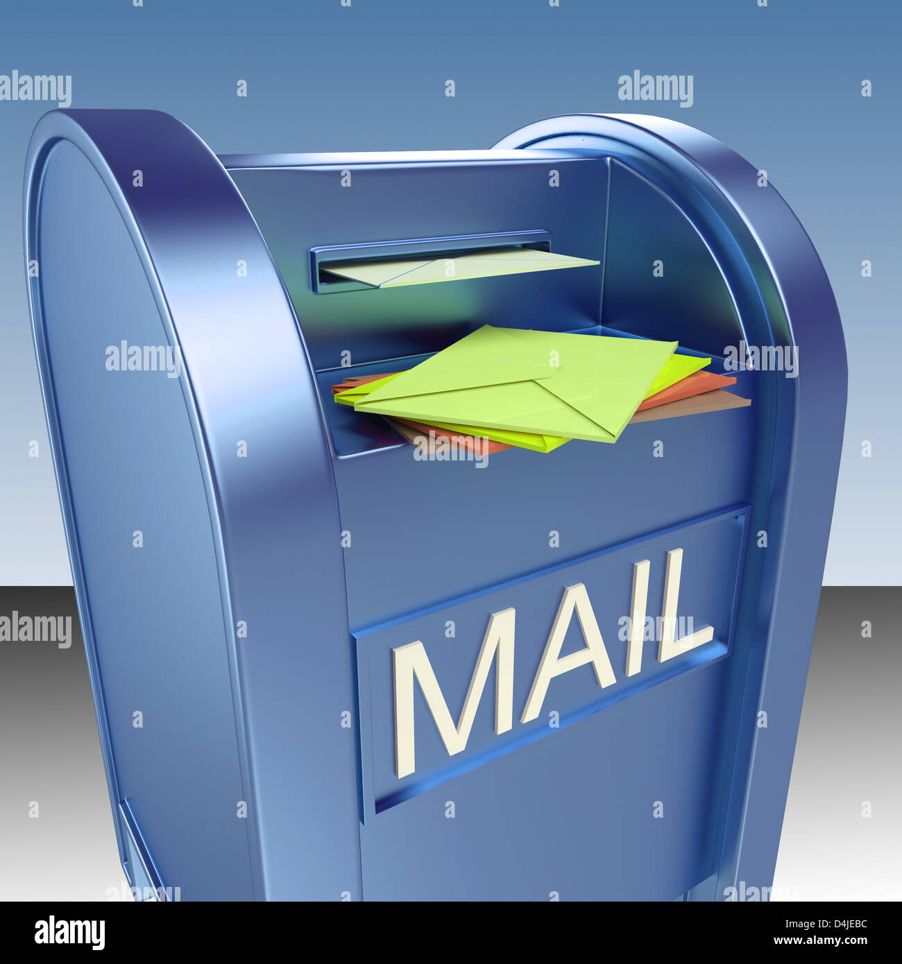Mail On Mailbox Shows Mail Post And Sent Messages Stock Photo Alamy