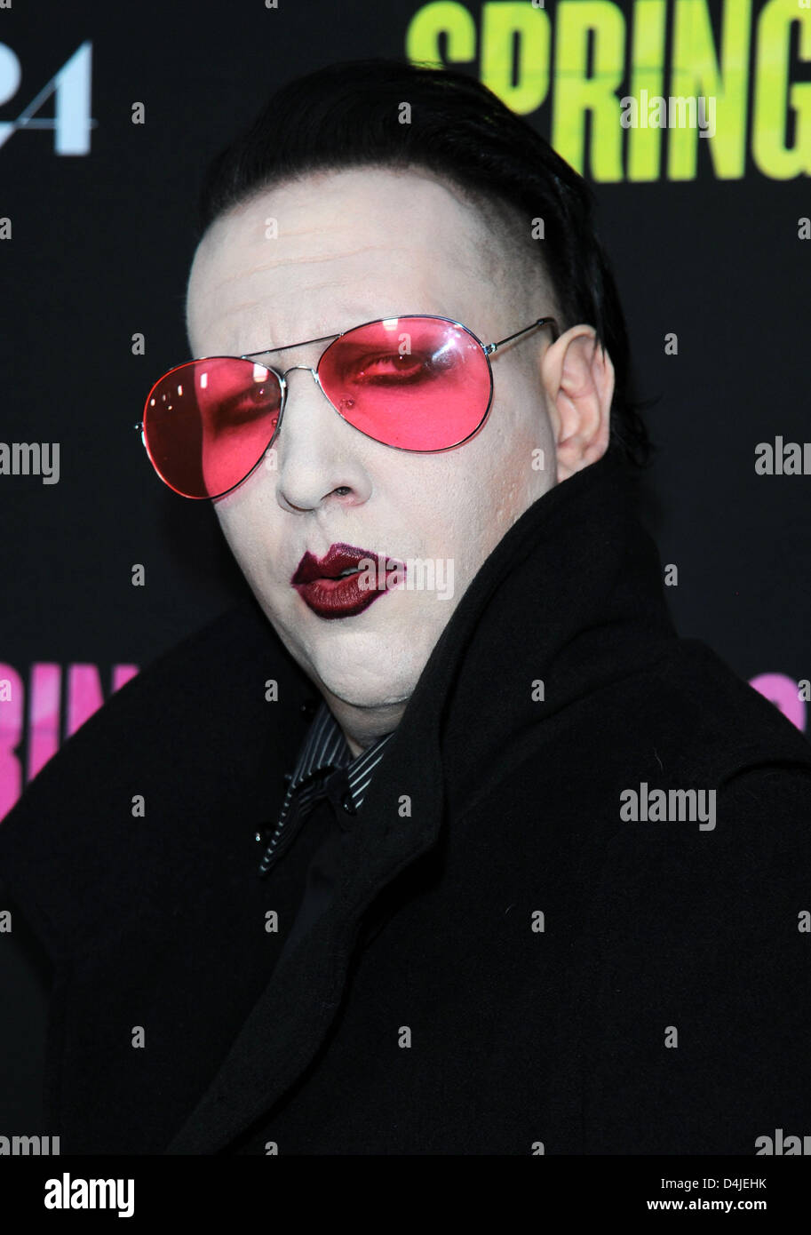 Los Angeles, California, USA. 14th March 2013. Marilyn Manson arrives at the film premiere for 'Spring Breakers' at the Arclight Cinema Hollywood.  Credit:  Sydney Alford / Alamy Live News Stock Photo