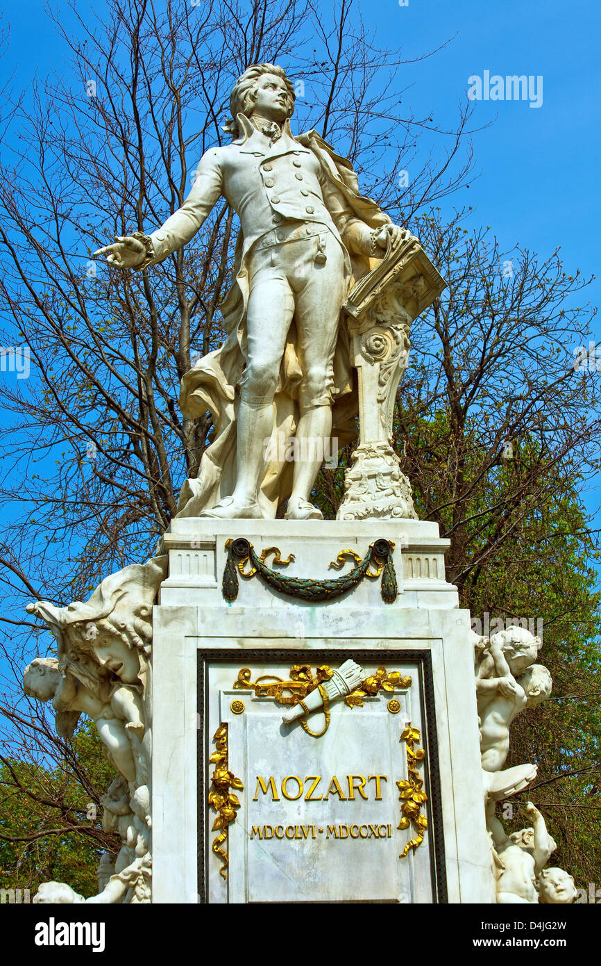 Mozart Monument by Viktor Tilgner in the Burggarten., Vienna Stock