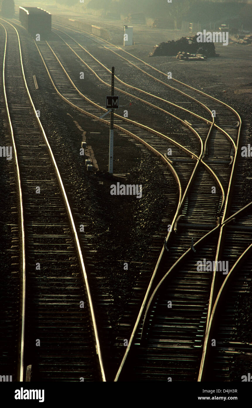 Railway, railroad tracks lines Stock Photo