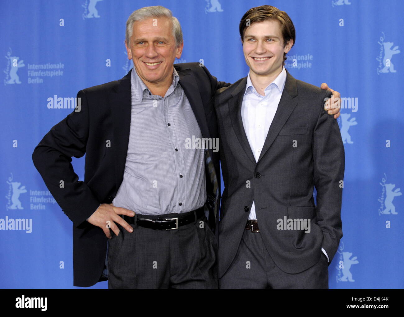 Polish actors Pawel Szajda (R) and Jan Englert (L) pose during the photo call on the film ?Sweet Rush? at the 59th Berlin International Film Festival in Berlin, Germany, 13 February 2009. The film runs in Competition, a total of 18 films compete for the Silver and Golden Bears of the 59th Berlinale. Photo: Tim Brakemeier Stock Photo