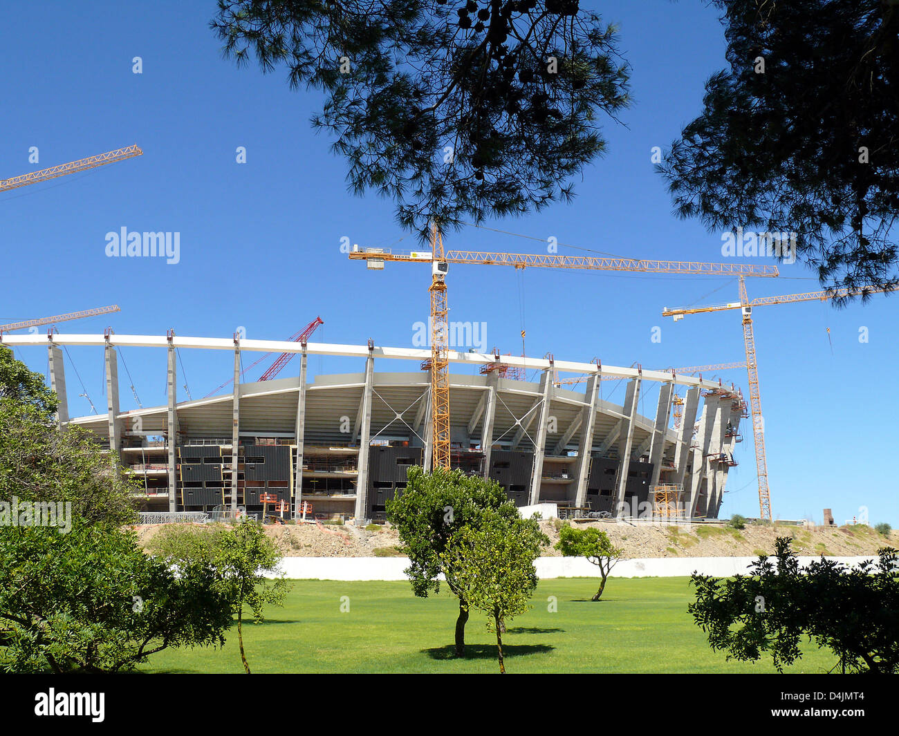 The picture shows the building site of the Green Point Stadium for the