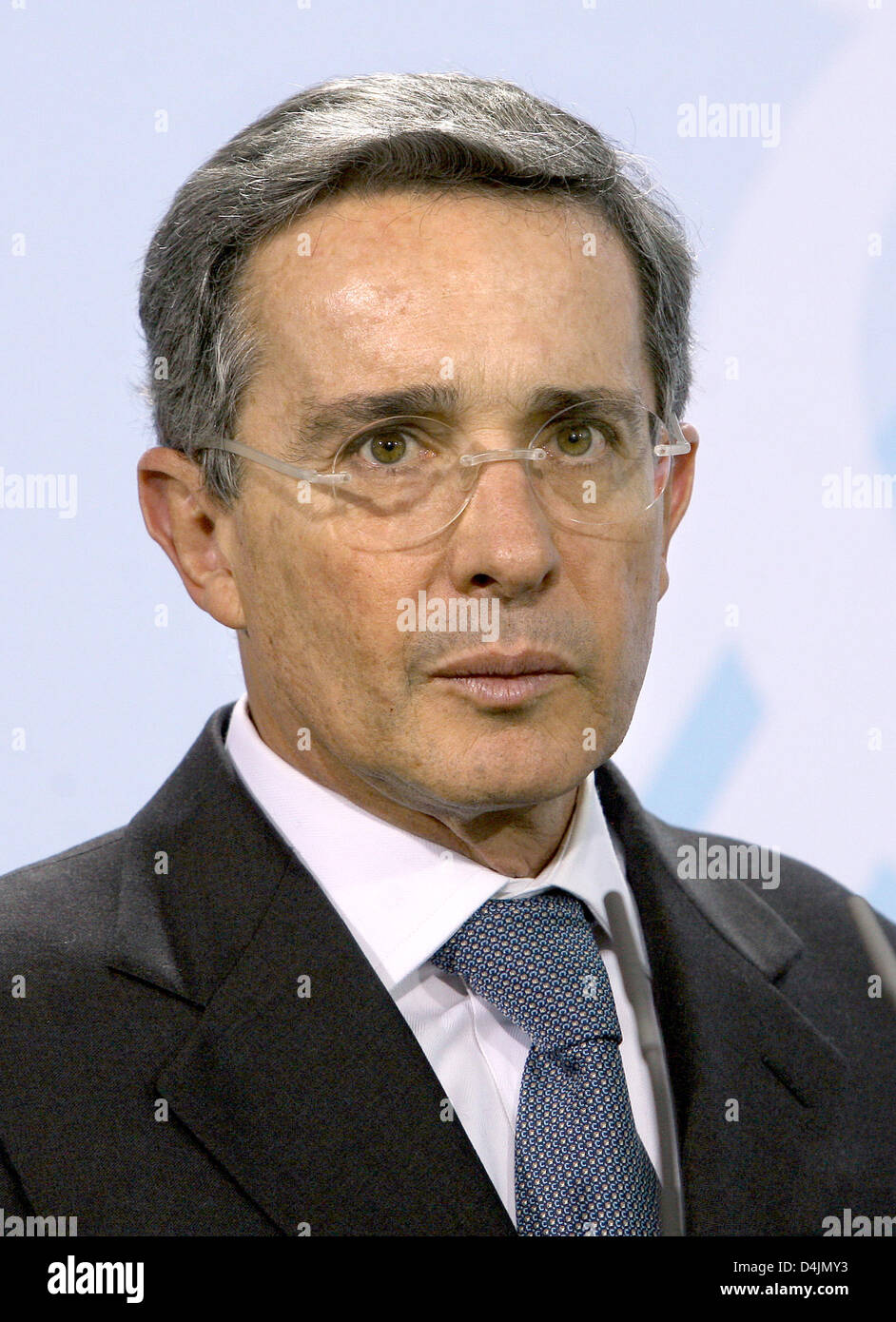 The picture shows Alvaro Uribe Velez, President of Colombia, in the Chancellery in Berlin, Germany, 31 January 2009. Photo: Stephanie Pilick Stock Photo