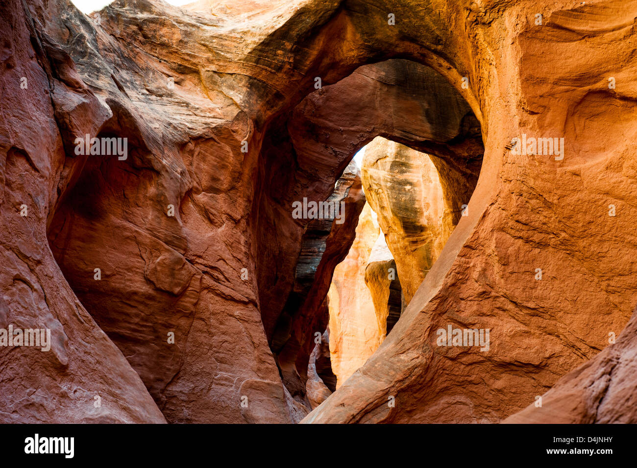 Arch inside Peek-A-Boo Slot Canyon at Hole in a Rock Road in Grand Staircase National Monument, Utah, USA Stock Photo