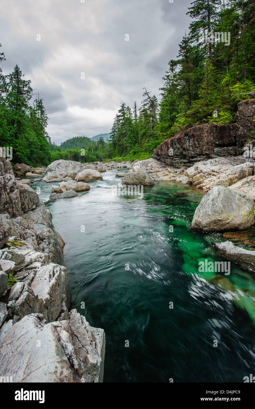 Small river on Sutton Pass, Vancouver Island, Canada Stock Photo