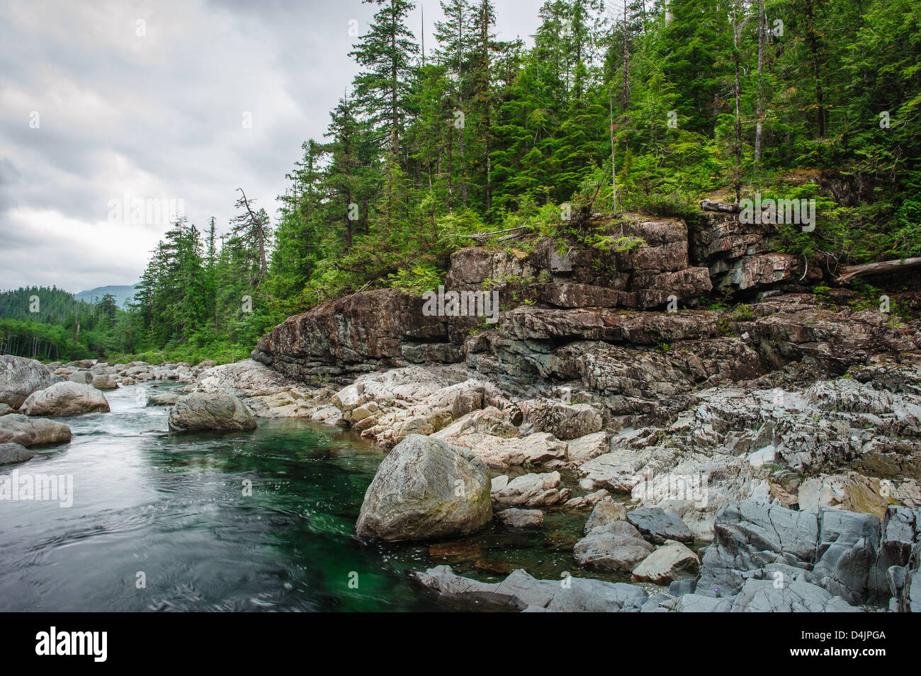 Small river on Sutton Pass, Vancouver Island, Canada Stock Photo