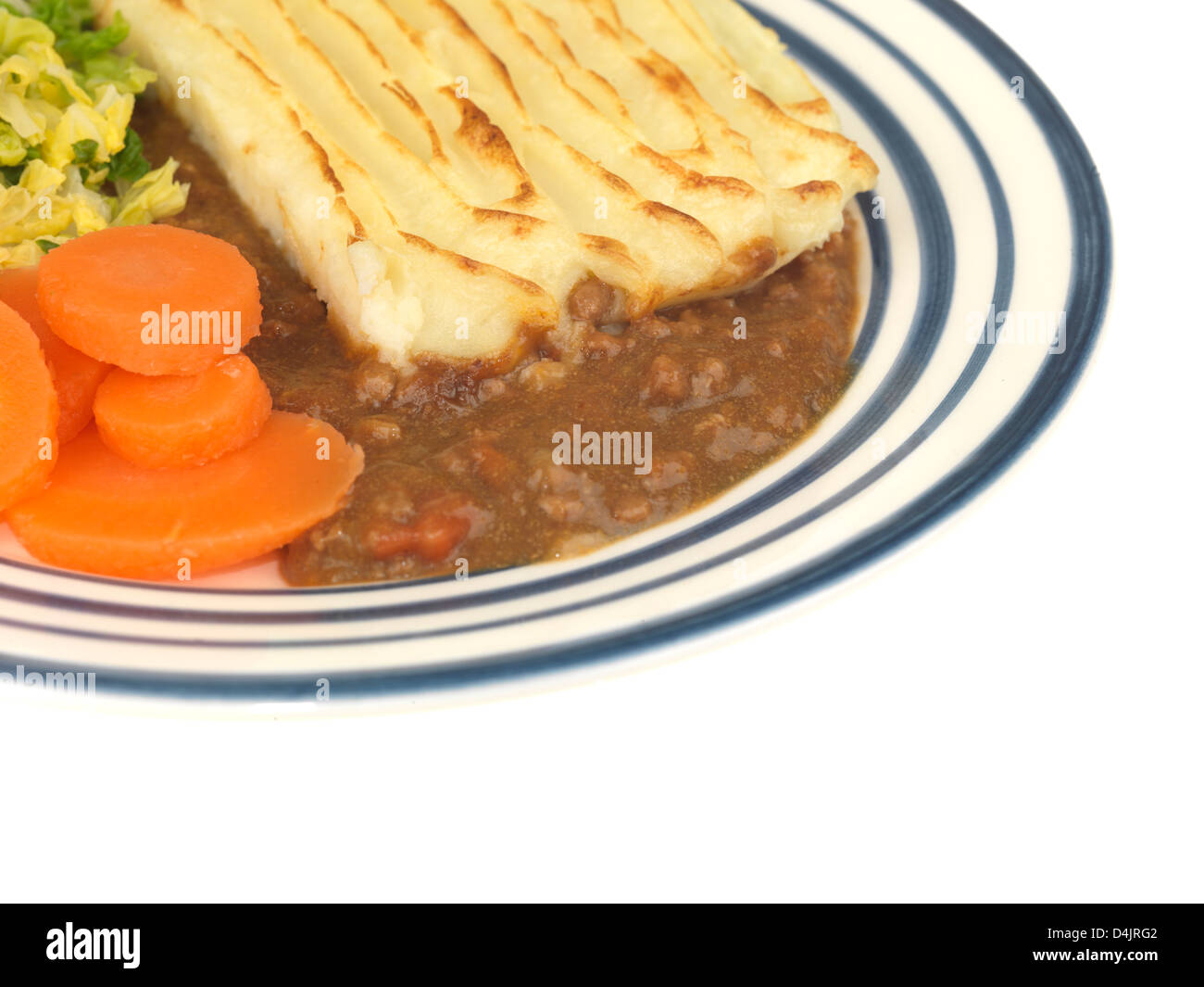 Traditional English Cottage Pie With Fresh Vegetables Stock Photo