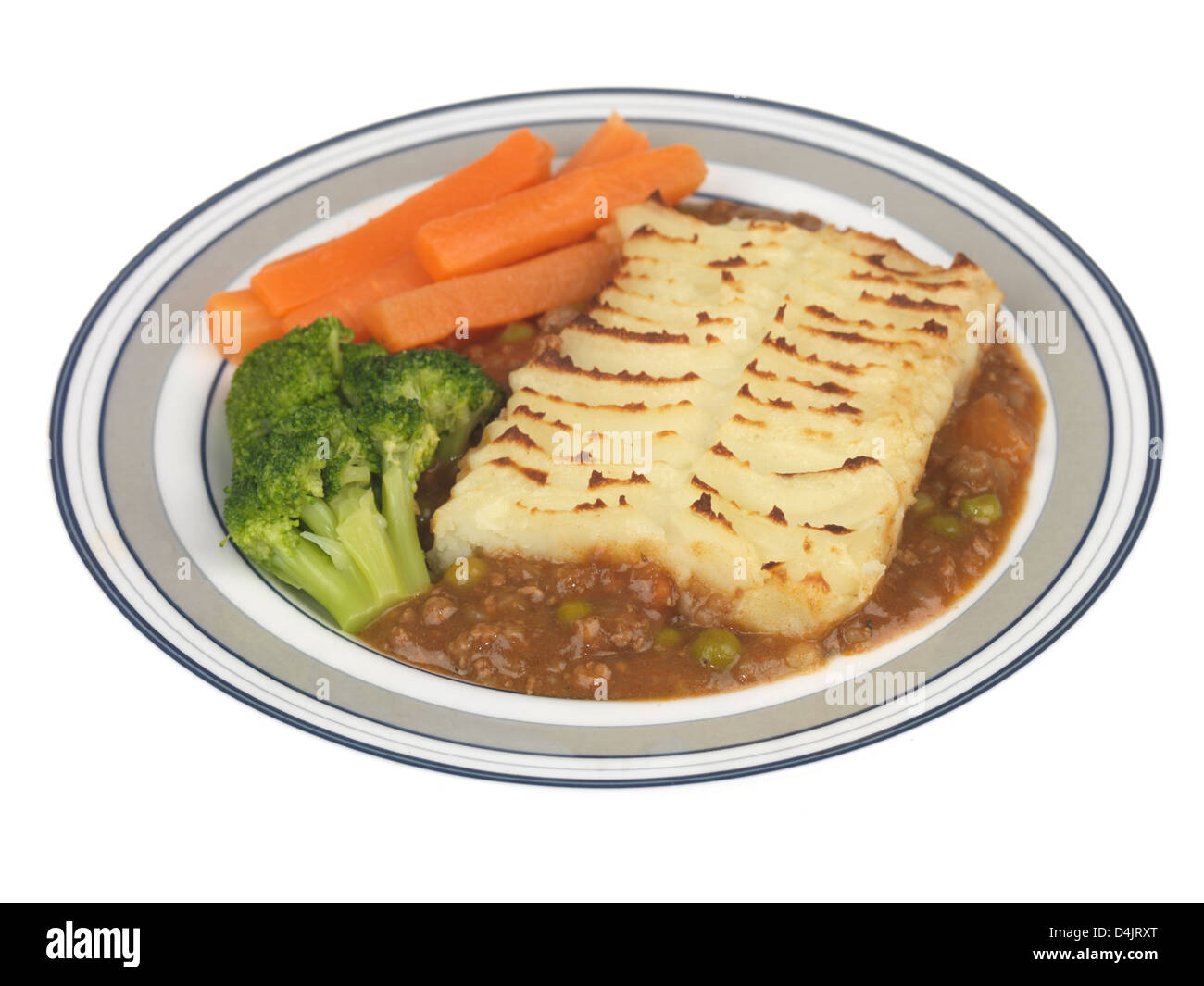Traditional English Cottage Pie With Fresh Vegetables Stock Photo