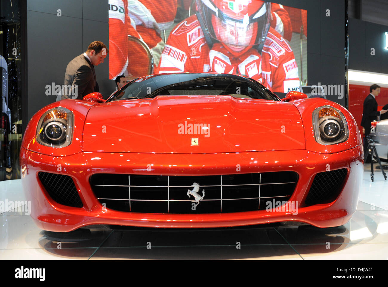 A Ferrari 599 GTB Fiorano is pictured on the second press day of the 79th International Motor Show and Accessories in Geneva, Switzerland, 04 March 2009. Exhibitors present their latest innovations as of 05 March throughout 15 March. Photo: ULI DECK Stock Photo