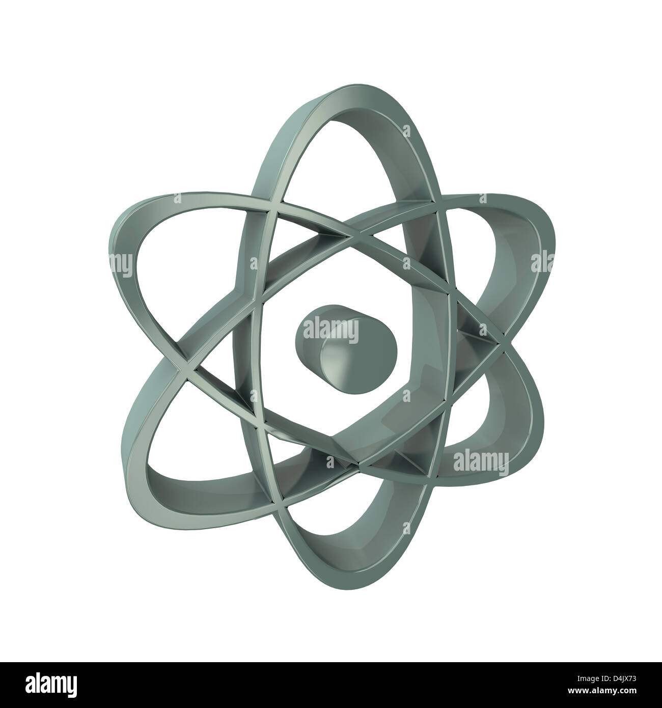 a three-dimensional representation of an atom for the icon view Stock Photo