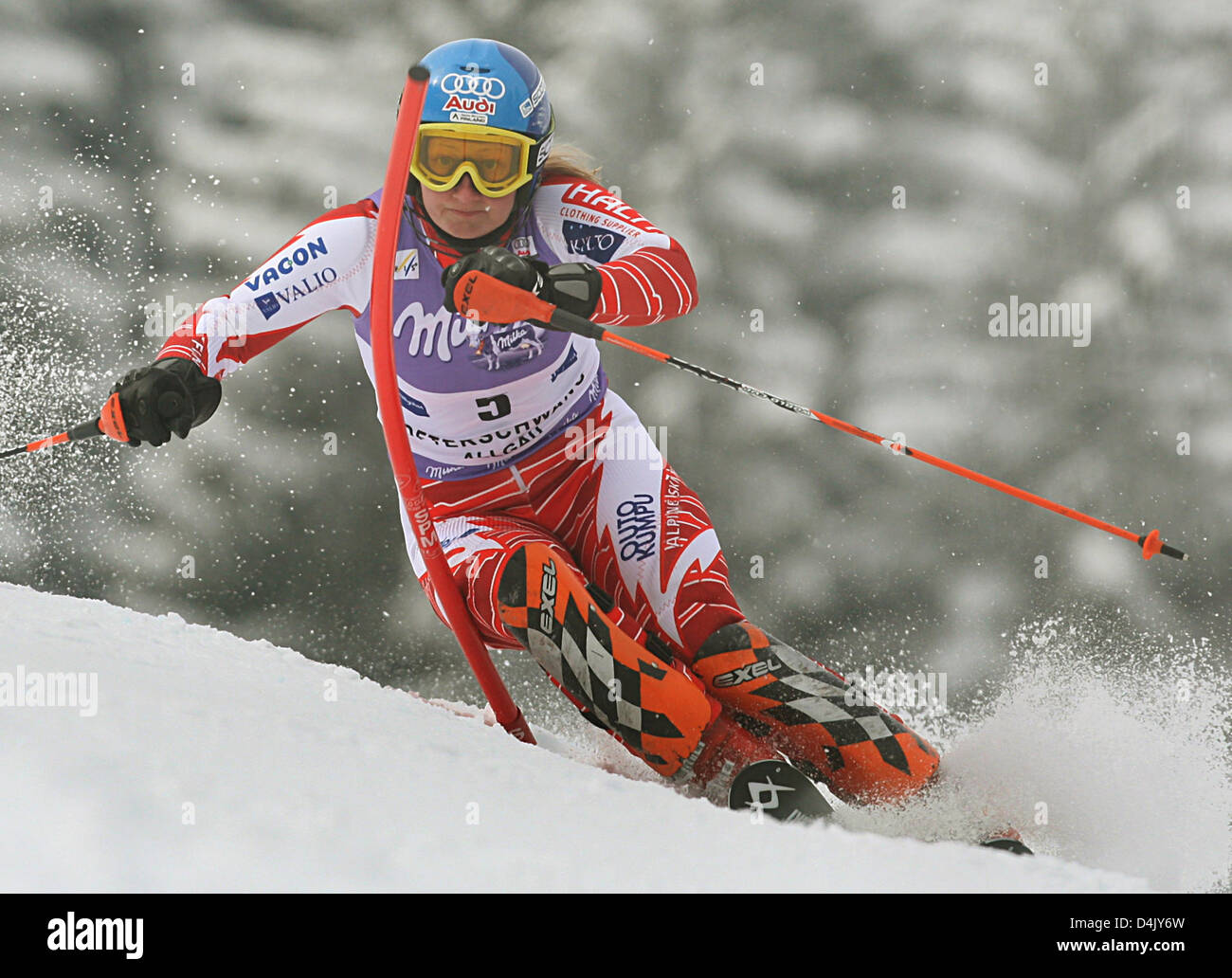 Finnish skier Tanja Poutiainen seen in action during the second leg of ...