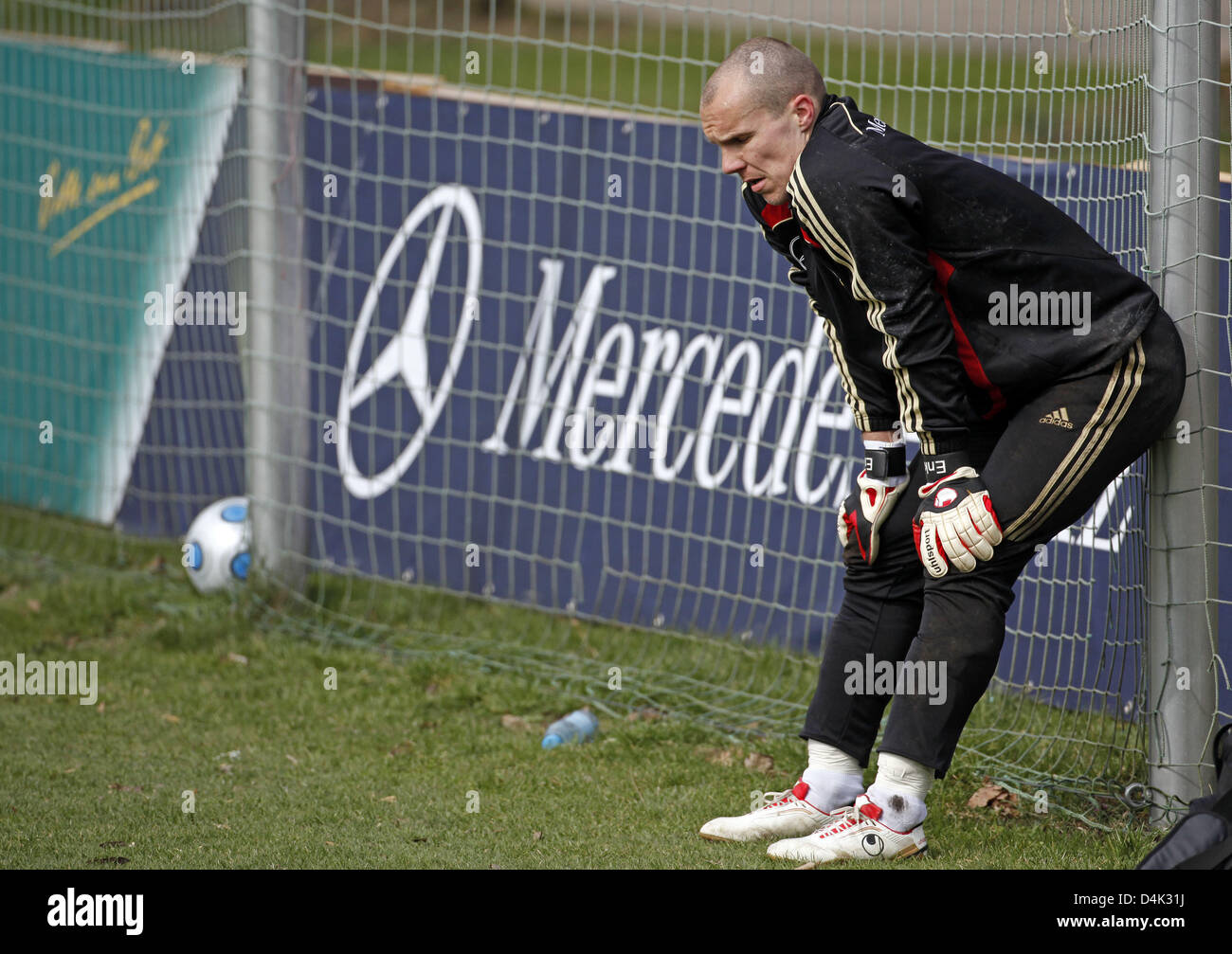 Goalkeeper of Germany?s national soccer team, Robert Enke, pauses