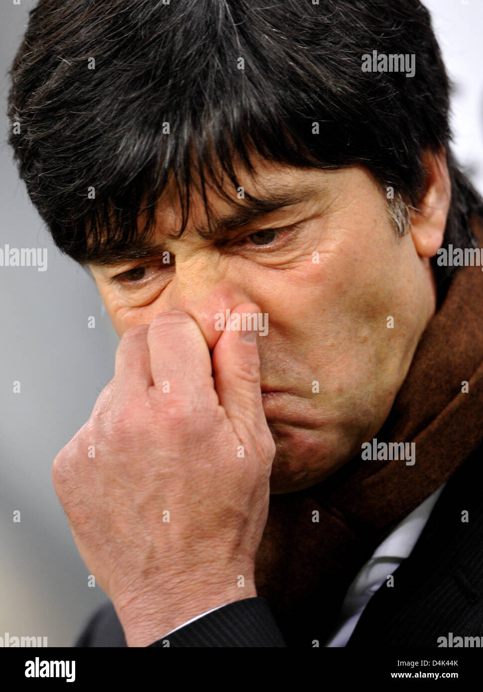 Germany?s head coach Joachim Loew watches the group 4 world cup qualifier Germany vs Liechtenstein at Zentralstadion in Leipzig, Germany, 28 March 2009. Photo: Peter Kneffel Stock Photo