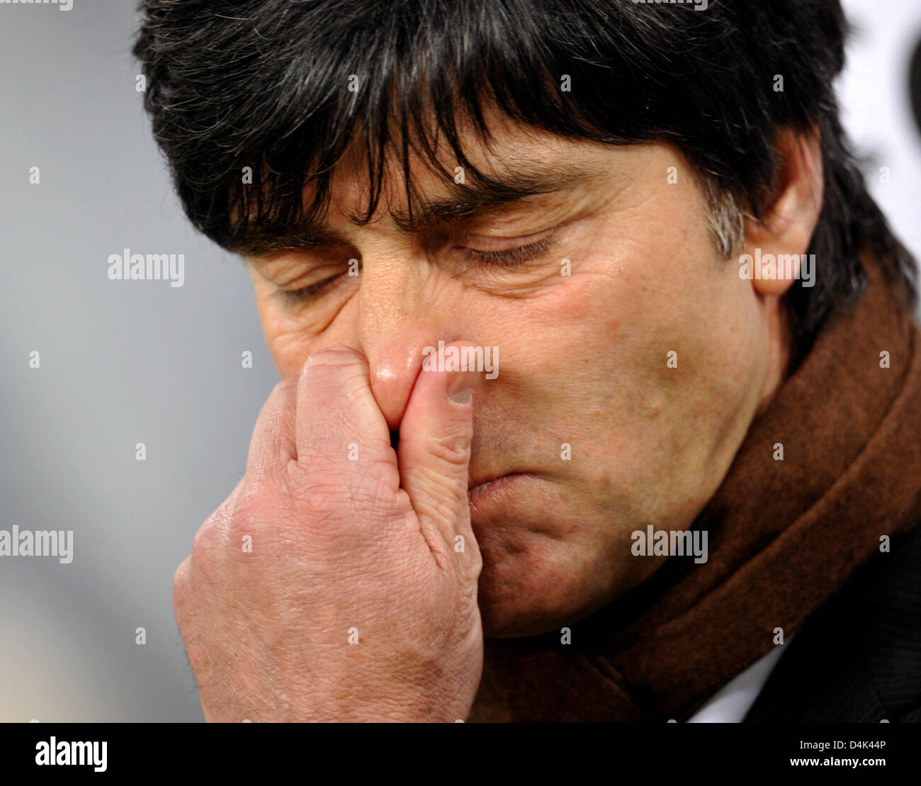 Germany?s head coach Joachim Loew watches the group 4 world cup qualifier Germany vs Liechtenstein at Zentralstadion in Leipzig, Germany, 28 March 2009. Photo: Peter Kneffel Stock Photo