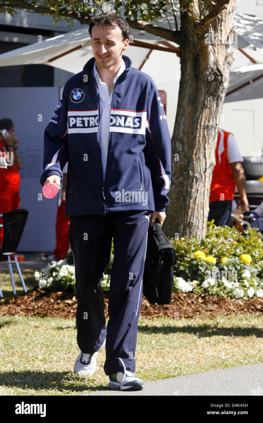 Polish Formula One driver Robert Kubica of BMW Sauber arrives at the