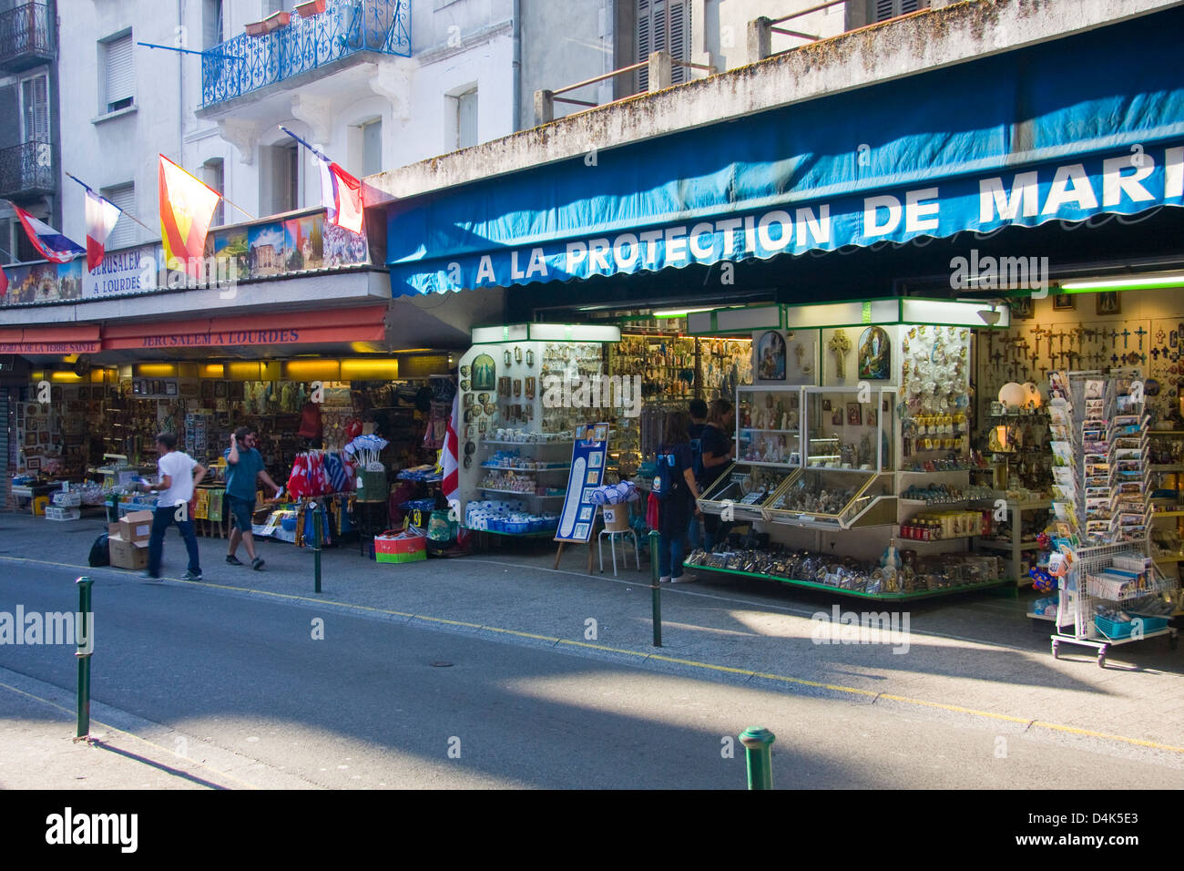 Souvenir shops, Lourdes, France Stock Photo Alamy