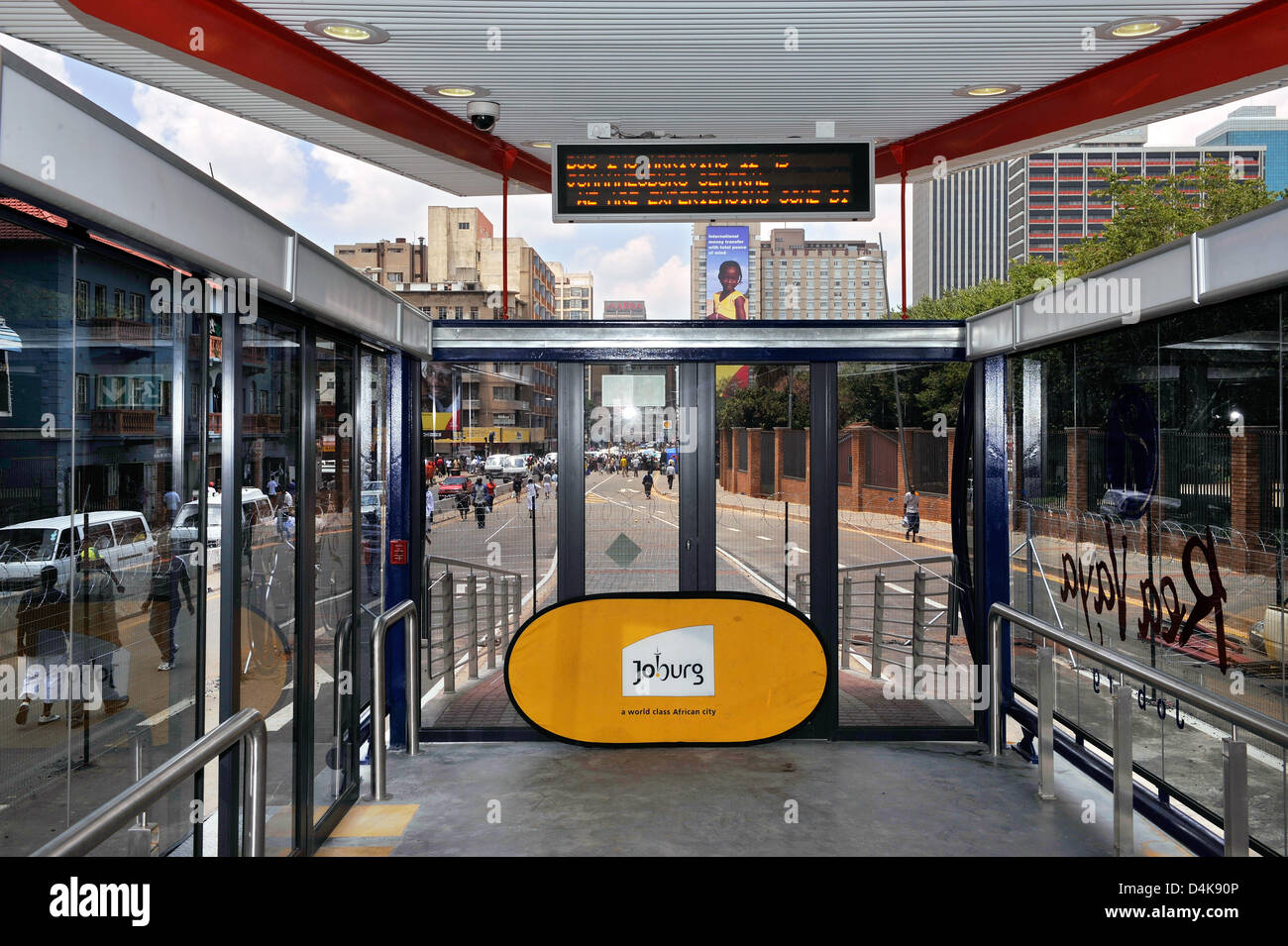 The picture shows the newly built bus stop Joubert Park in Johannesburg