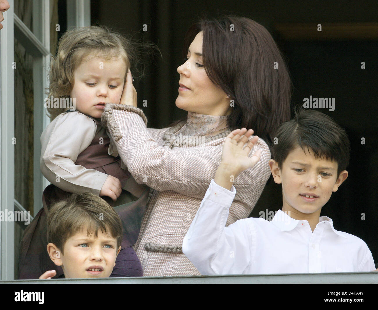 Princess Mary of Denmark (2-R) and her children (L-R) Prince Nikolai ...