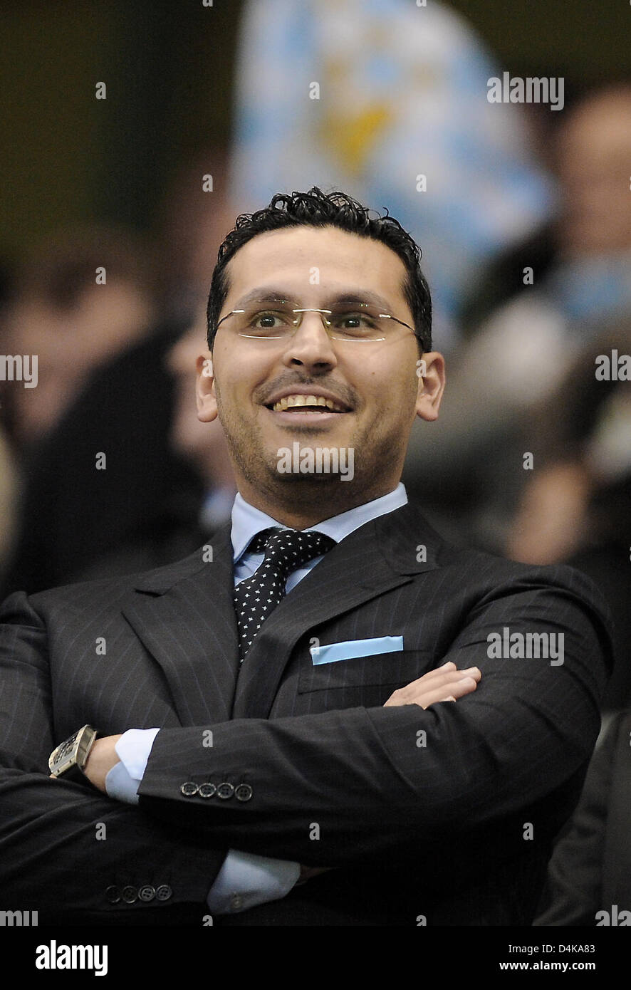 Khaldun al-Mubarak, chairman and owner of Manchester City, pictured during the UEFA Cup quarter finals match Manchester City vs SV Hamburg at City of Manchester stadium in Manchester, United Kingdom, 16 April 2009. Manchester City defeated SV Hamburg 2-1. Photo: Marcus Brandt Stock Photo