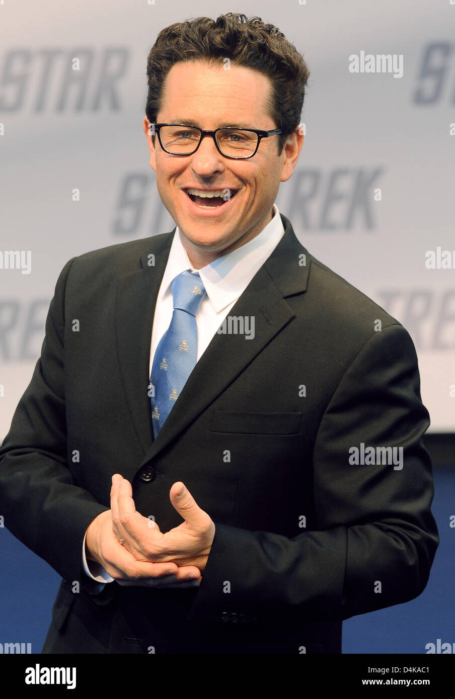 US director J.J. Abrams arrives for the Germany premiere of his film ?Star Trek? in Berlin, Germany, 16 April 2009. The new adventures of Captain Kirk will be in German cinemas from 07 May on. Photo: Jens Kalaene Stock Photo