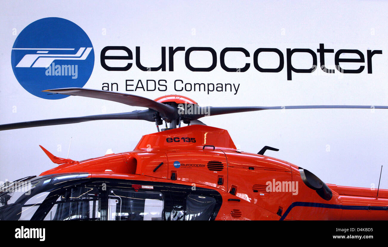 An EC135 helicopter stands at the conpany Eurocopter Deutschland GmbH in Donauwoerth, Germany, 15 April 2009. Photo: Karl-Josef Hildenbrand Stock Photo