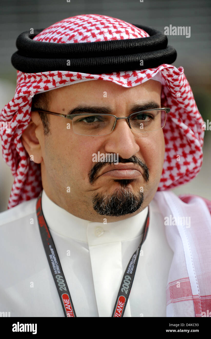 Crown Prince of Bahrain Sheikh Salman Bin Hamad alKhalifa pictured in the paddock at Bahrain