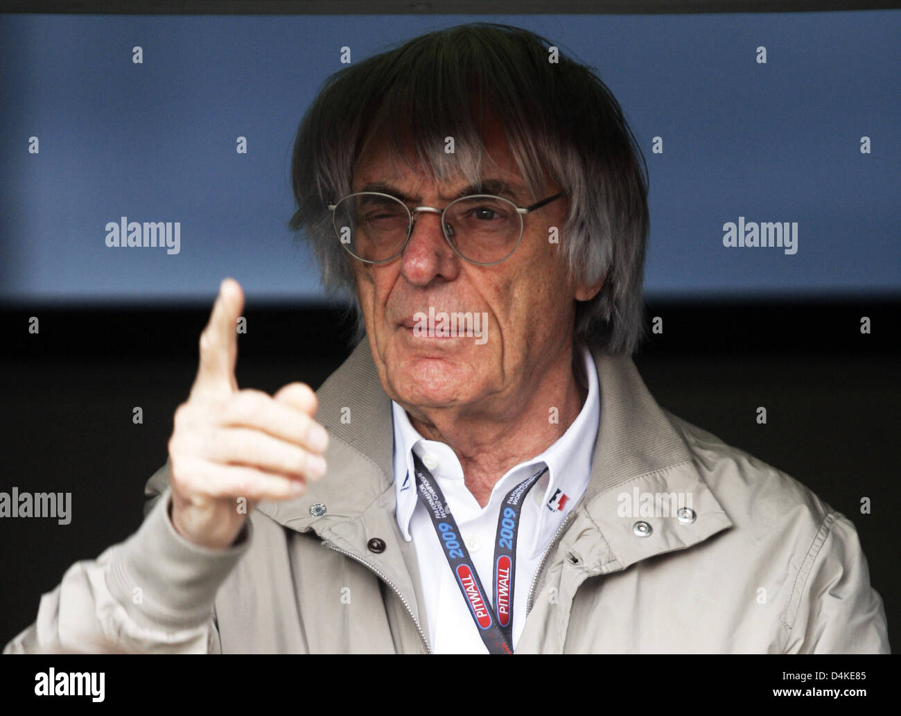 Formula 1 supremo Bernie Ecclestone gestures standing in a door of his ...