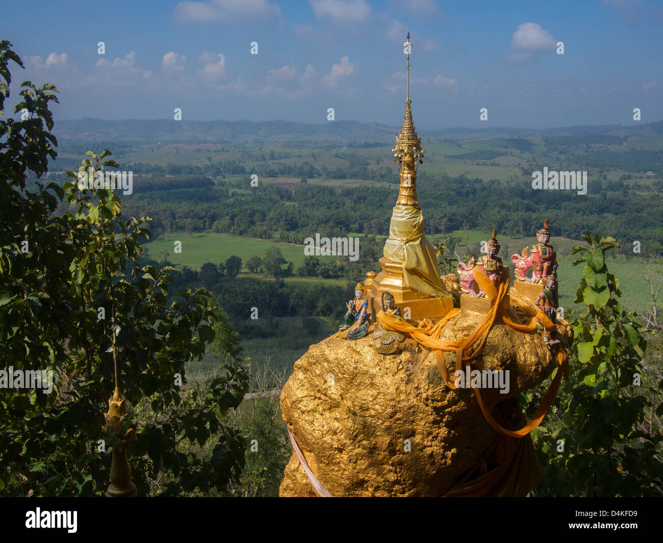 View from hilltop overlooking Tak Province taken from Phrathat Doi Din Chi, Mae Sot, Tak Province in Thailand Stock Photo