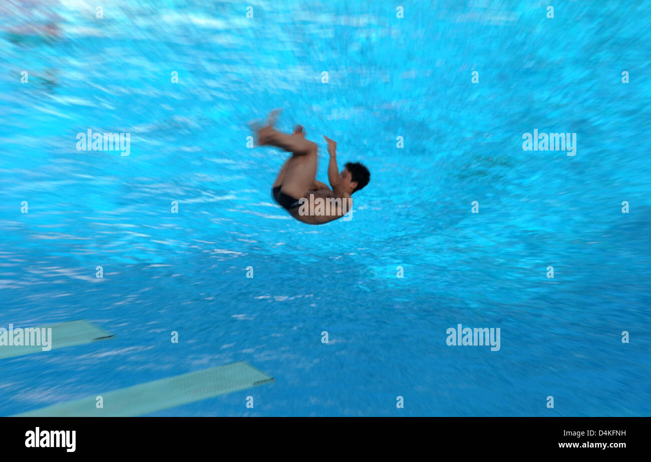 China?s Xinhua Zhang dives off the 1m board at the 13th FINA World ...