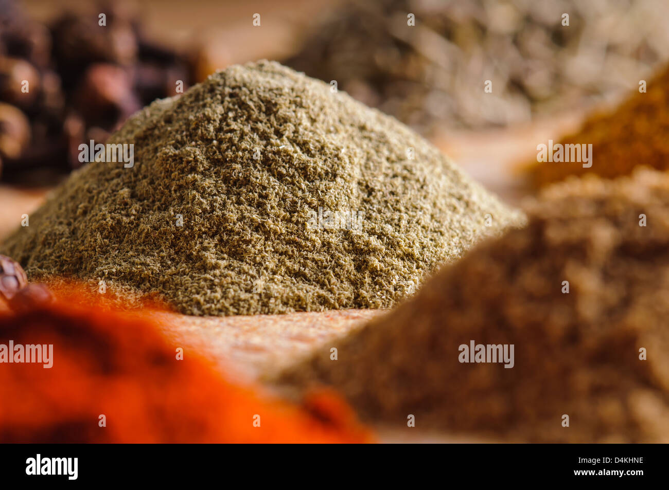 Close up of pile of indian spices Stock Photo
