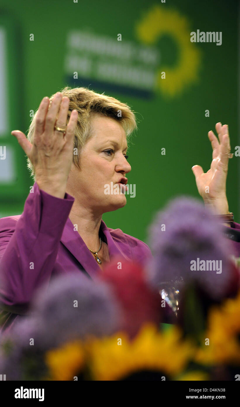 Top candidate of the German party Alliance 90/The Greens for the federal election Renate Kuenast delivers a speech at the federal delegates meeting in Berlin, Germany, 10 May 2009. At the three-day meeting a manifesto and call to vote are on the agenda in preparation to the fedeal elections in autumn 2009. Photo: TIM BRAKEMEIER Stock Photo