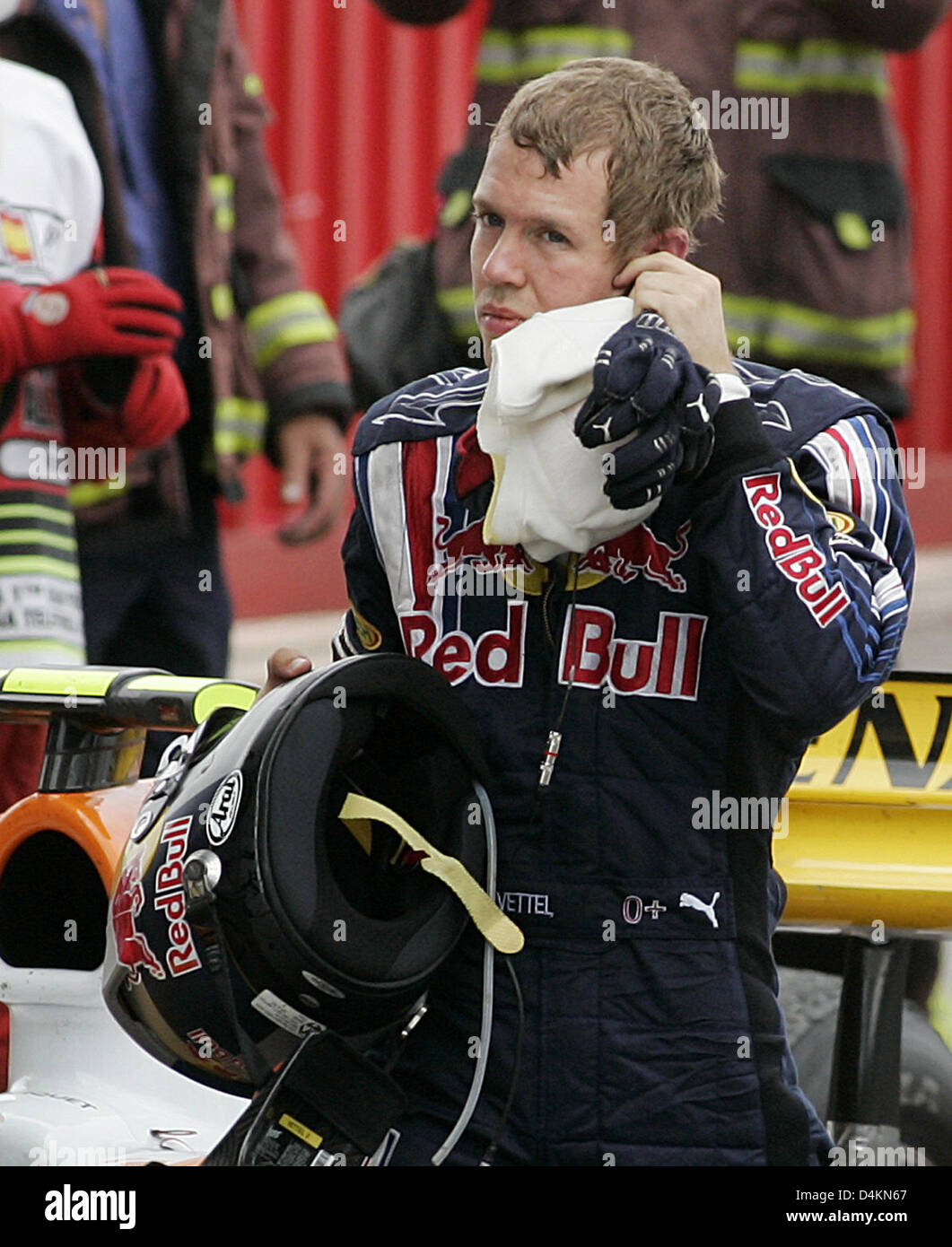 German Formula One driver Sebastian Vettel of Red Bull Racing walks through the parc ferme after the Formula One Grand Prix of Spain at Circuit de Catalunya in Montmelo near Barcelona, Spain, 10 May 2009. Vettel finished fourth. Photo: Felix Heyder Stock Photo