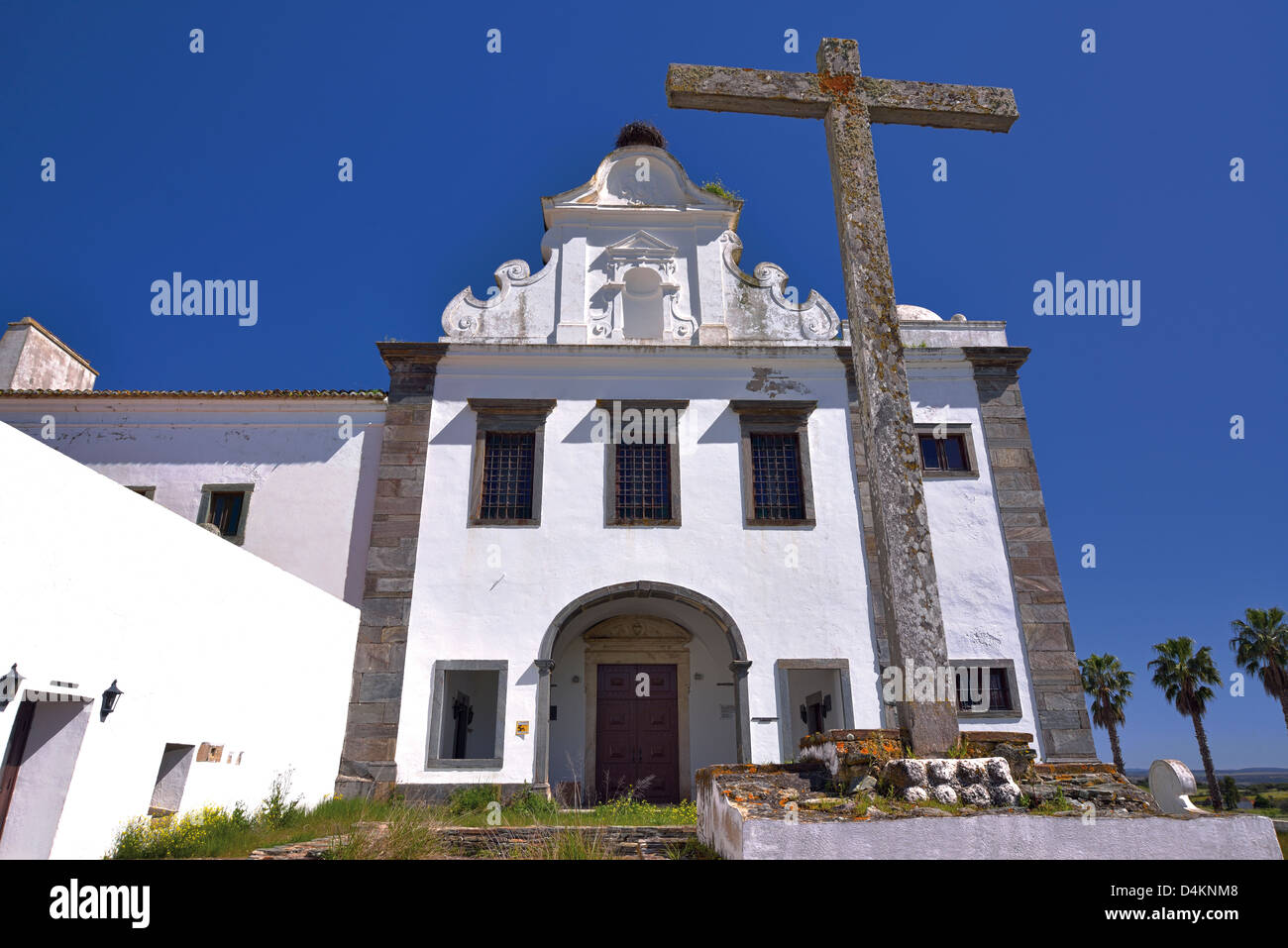 Portugal, Alentejo: Main facade of former monastery Convento da Orada in Monsaraz Stock Photo