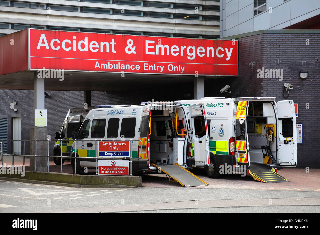 Accident and Emergency UK, ambulance entry only at Glasgow Royal Infirmary, Scotland, UK, Europe Stock Photo