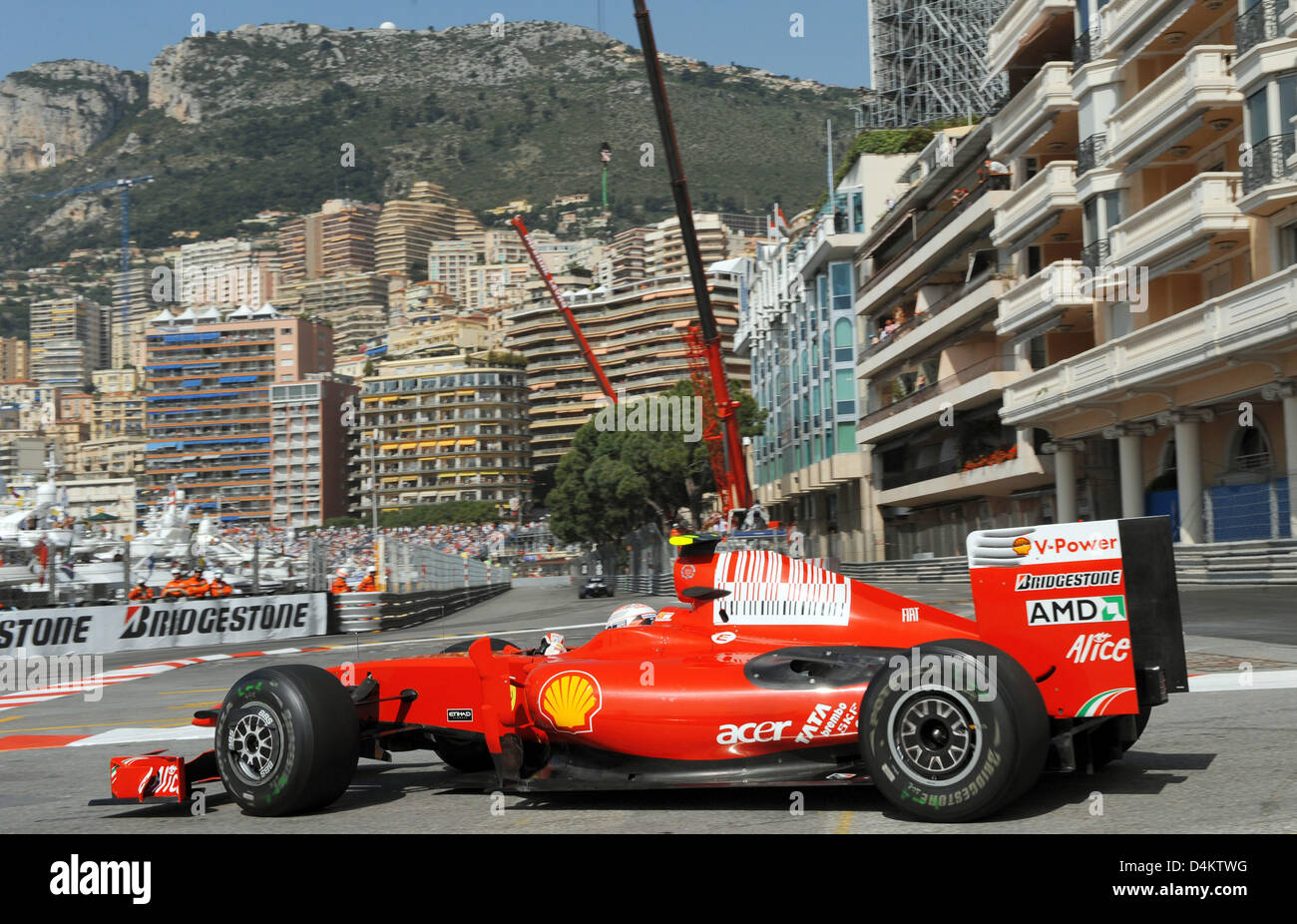 Finnish Formula One driver Kimi Raikkonen of Ferrari steers his car