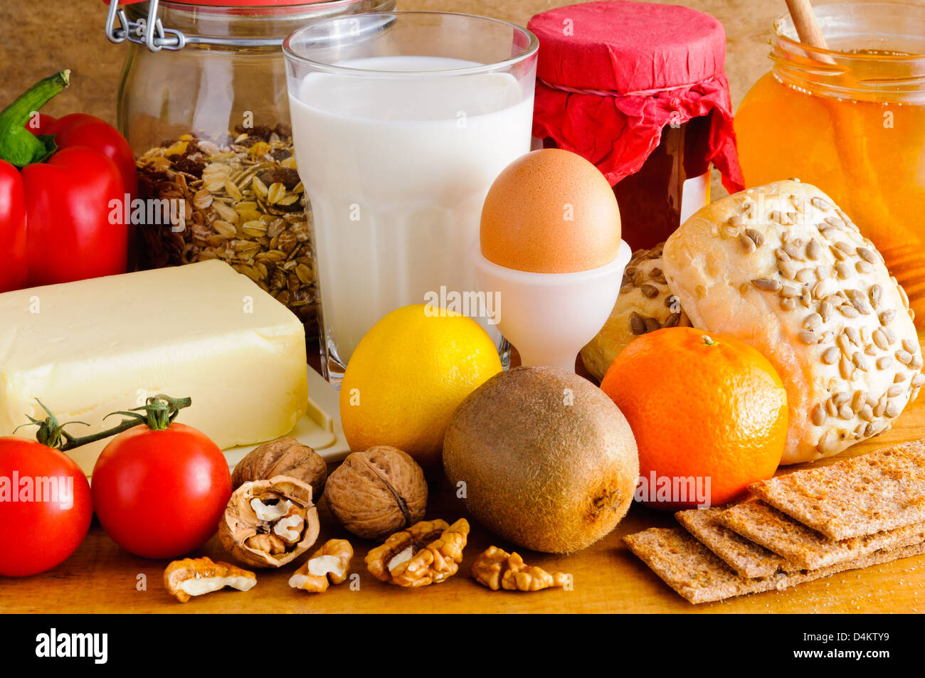 Different variety with natural organic food Stock Photo