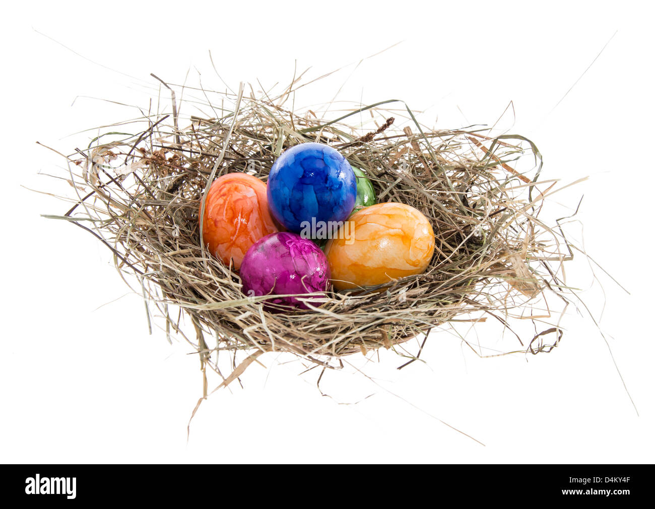 Nest with Easter Eggs isolated on white background Stock Photo - Alamy