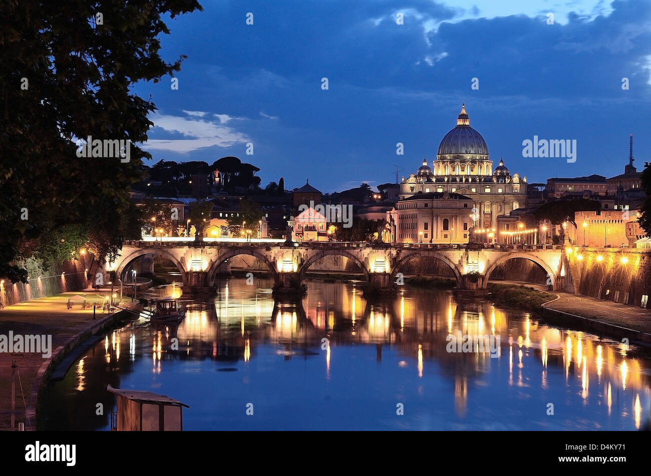 Roma San pietro at night Italy by andrea quercioli Stock Photo
